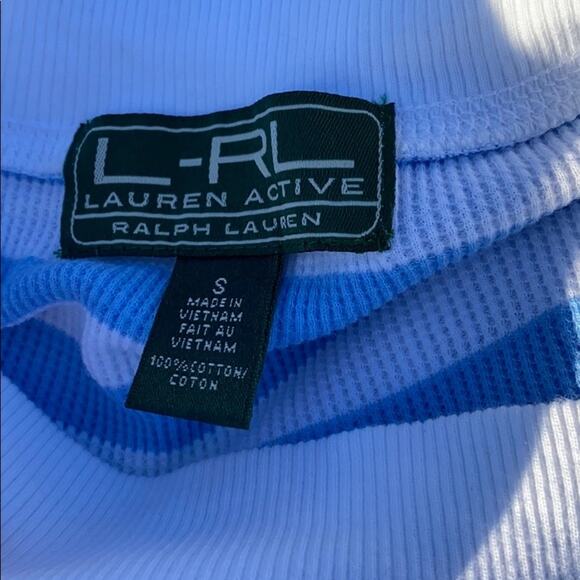 Lauren Ralph Lauren Women's White Blue Stripe Waffle Long Sleeve Sweater Top S - Picture 8 of 8